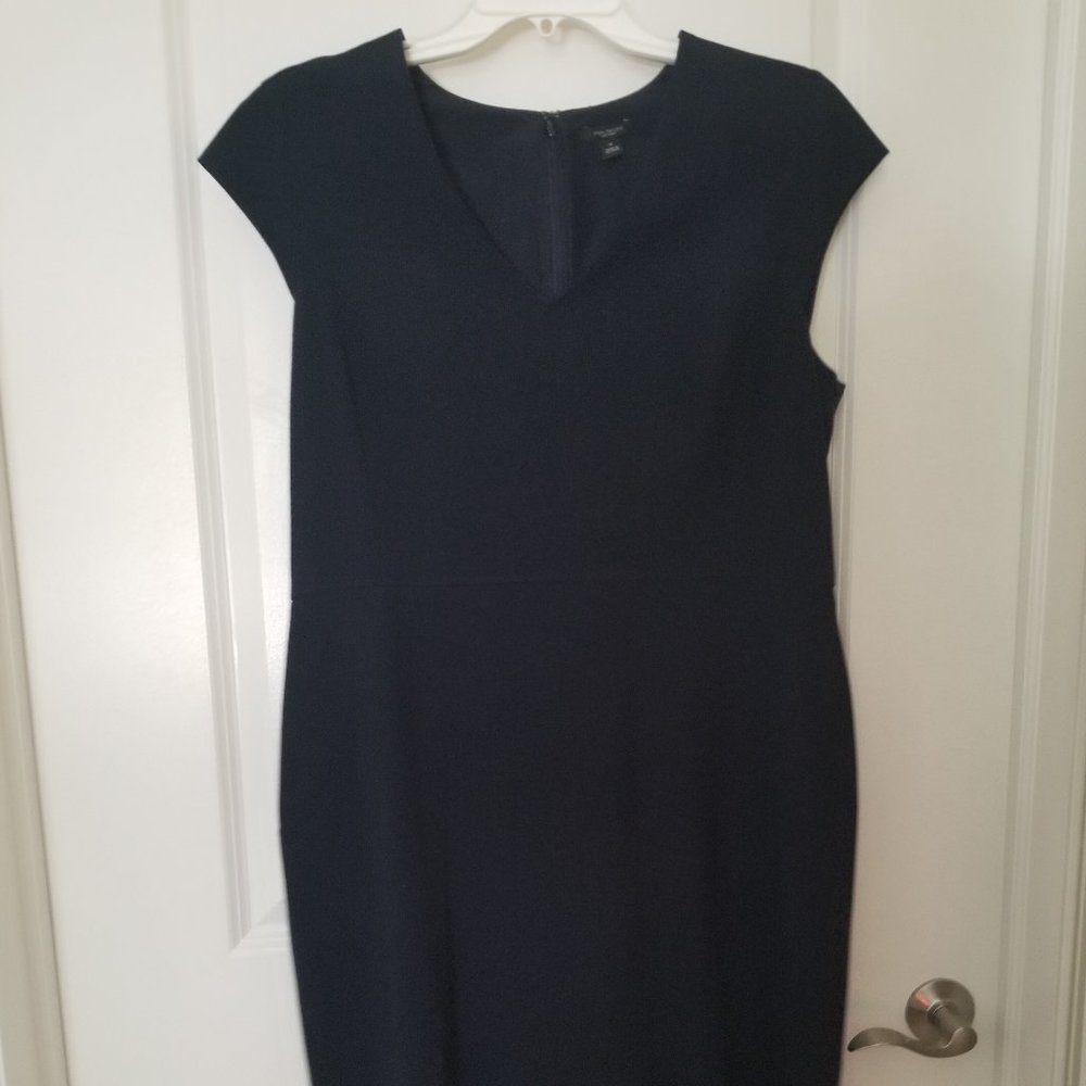 Ann Taylor Factory Navy Sheath Dress V-neck size 14